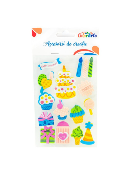 Forme decorative - hartie gumata - motive petrecere, 62-42mm, Colorarte