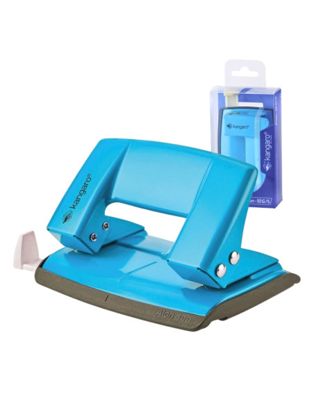 Perforator Kangaro AION-10G/S, 10 coli, metalic, albastru turqoise, blister