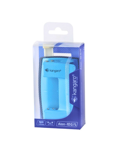 Perforator Kangaro AION-10G/S, 10 coli, metalic, albastru turqoise, blister