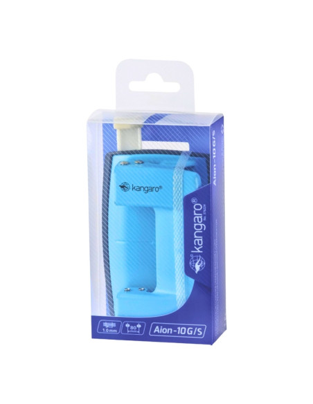 Perforator Kangaro AION-10G/S, 10 coli, metalic, albastru turqoise, blister