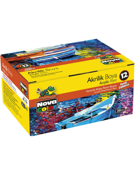 Culori acrilice Nova Color, 12 culori x 30ml, NC-179