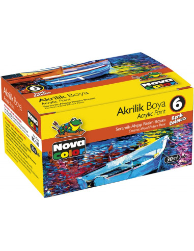 Culori acrilice Nova Color, 6 culori x 30ml, NC-180