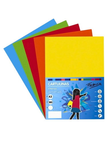 Carton colorat A3 Fabrisa 16238, 180g/mp, mix 5 culori intense, top 50 coli