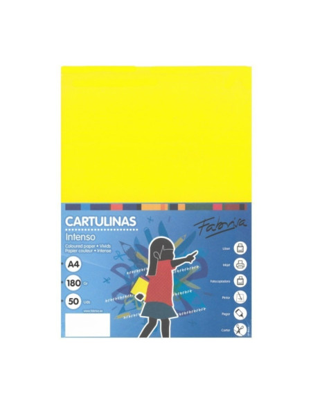 Carton colorat A4 Fabrisa 15460, 180g/mp, galben intens, top 50 coli