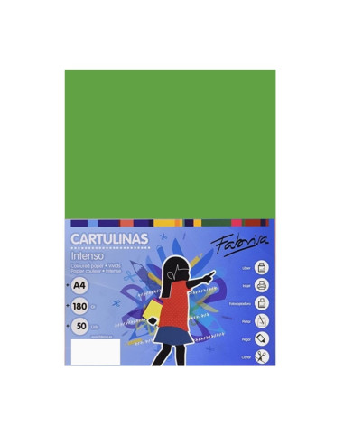 Carton colorat A4 Fabrisa 15463, 180g/mp, verde intens, top 50 coli