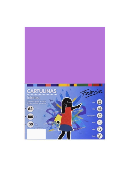 Carton colorat A4 Fabrisa 15467, 180g/mp, violet intens, top 50 coli