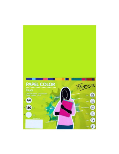 Carton colorat A4 Fabrisa, 180g/mp, culori fluorescente, top 250 coli