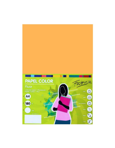 Carton colorat A4 Fabrisa, 180g/mp, culori fluorescente, top 250 coli