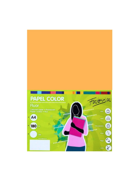 Carton colorat A4 Fabrisa, 180g/mp, culori fluorescente, top 250 coli
