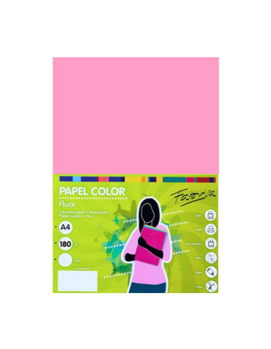 Carton colorat A4 Fabrisa, 180g/mp, culori fluorescente, top 250 coli