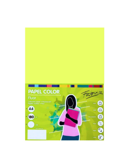 Carton colorat A4 Fabrisa, 180g/mp, culori fluorescente, top 250 coli
