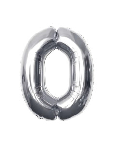 Baloane aniversare PartyGo cifra 0, 40cm, argintiu, FB0001 2