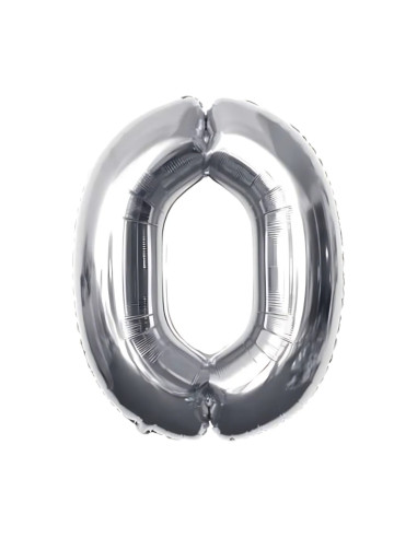 Baloane aniversare PartyGo cifra 0, 40cm, argintiu, FB0001