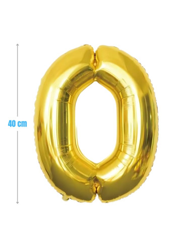 Baloane aniversare PartyGo cifra 0, 40cm, auriu, FB0011