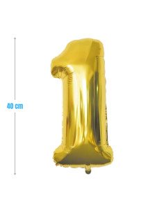 Baloane aniversare PartyGo cifra 1, 40cm, auriu, FB0012