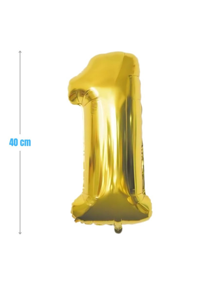 Baloane aniversare PartyGo cifra 1, 40cm, auriu, FB0012