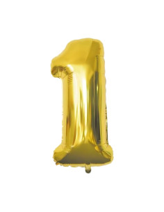 Baloane aniversare PartyGo cifra 1, 40cm, auriu, FB0012 2