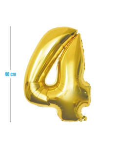 Baloane aniversare PartyGo cifra 4, 40cm, auriu, FB0015