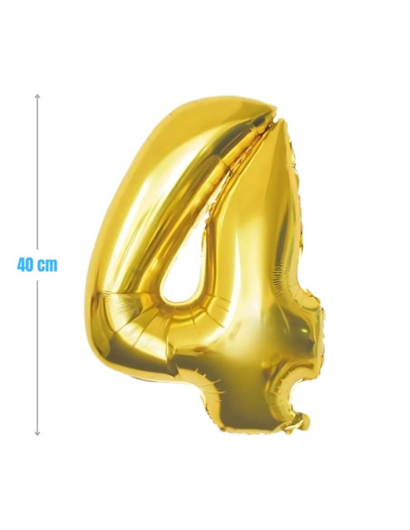 Baloane aniversare PartyGo cifra 4, 40cm, auriu, FB0015