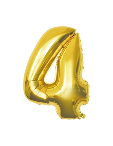 Baloane aniversare PartyGo cifra 4, 40cm, auriu, FB0015