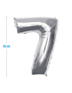 Baloane aniversare PartyGo cifra 7, 40cm, argintiu, FB0008