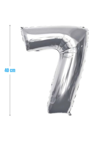 Baloane aniversare PartyGo cifra 7, 40cm, argintiu, FB0008