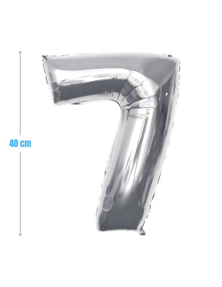 Baloane aniversare PartyGo cifra 7, 40cm, argintiu, FB0008