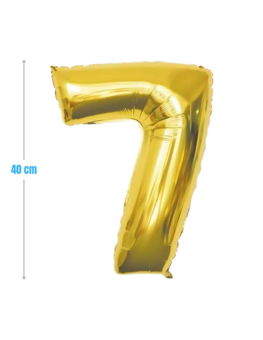 Baloane aniversare PartyGo cifra 7, 40cm, auriu, FB0018
