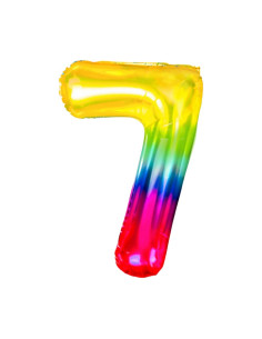Baloane aniversare PartyGo cifra 7, 40cm, curcubeu, FB0826 2