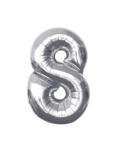 Baloane aniversare PartyGo cifra 8, 40cm, argintiu, FB0009 2