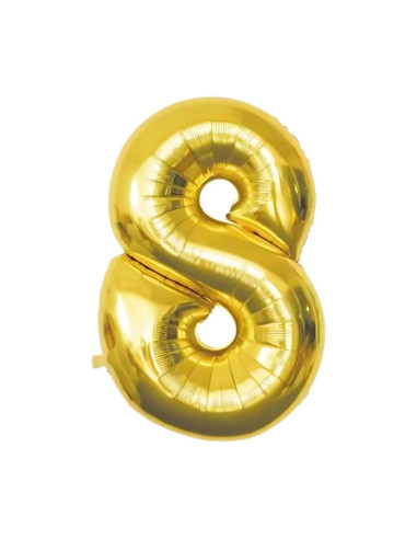 Baloane aniversare PartyGo cifra 8, 40cm, auriu, FB0019