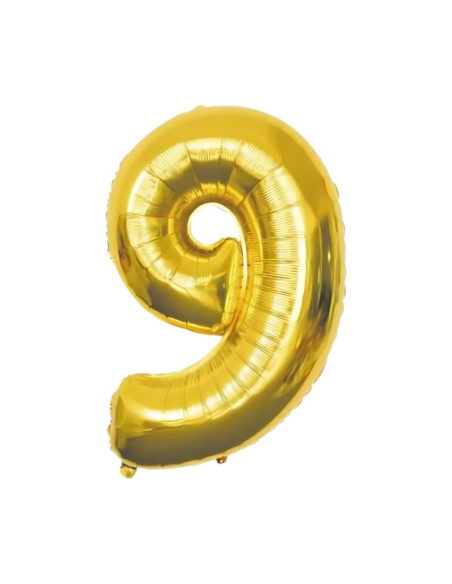 Baloane aniversare PartyGo cifra 9, 40cm, auriu, FB0020