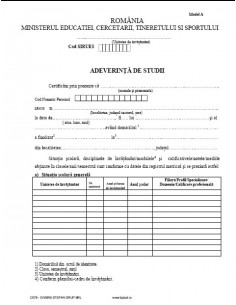 C076 Adeverinta de studii (tip A, învatamant de stat)