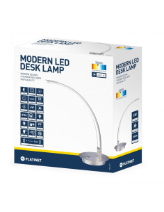 Lampa led pentru birou Platinet PDL531 / 43606, 6W, forma curbata, lumina calda 3000K, aluminiu, PVC, 50cm