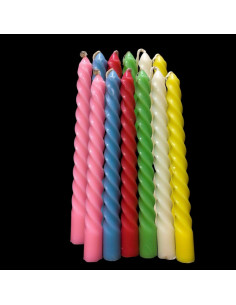 Lumanari conice spiralate, parfumate, diverse culori, set 12 buc