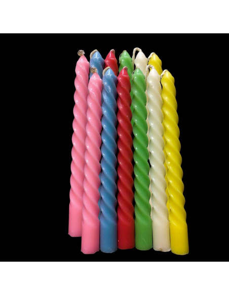 Lumanari conice spiralate, parfumate, diverse culori, set 12 buc