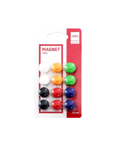 Magneti pentru table Deli 7823, diametru 15mm, diverse culori, set 12 buc