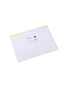 Mapa plastic Deli 5526, cu fermoar zip, A4, 170 microni, transparent, suport card