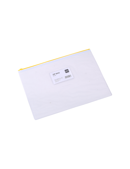 Mapa plastic Deli 5526, cu fermoar zip, A4, 170 microni, transparent, suport card