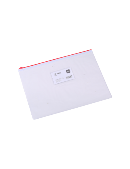Mapa plastic Deli 5526, cu fermoar zip, A4, 170 microni, transparent, suport card