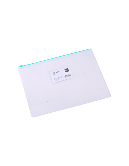 Mapa plastic Deli 5526, cu fermoar zip, A4, 170 microni, transparent, suport card