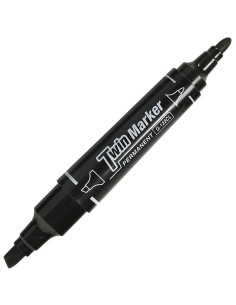 Marker permanent CNX G-122CL, varf rotund / varf tesit, 2 capete, negru