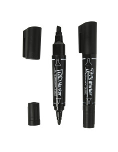 Marker permanent CNX G-122CL, varf rotund / varf tesit, 2 capete, negru 2