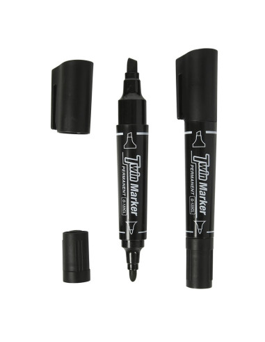 Marker permanent CNX G-122CL, varf rotund / varf tesit, 2 capete, negru