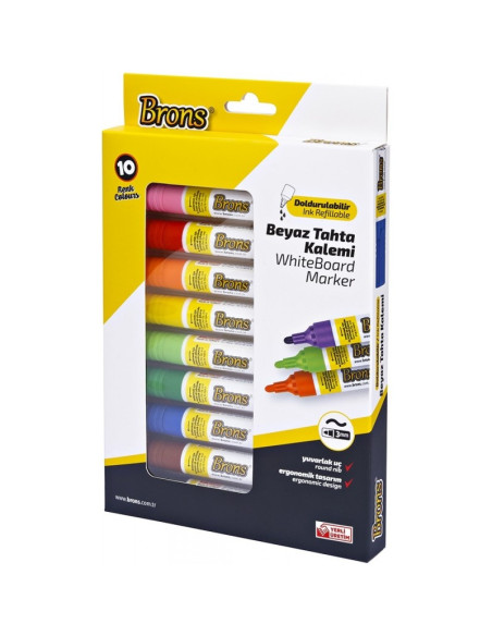 Marker tabla Nova BR-9511, varf rotund, 3.0mm, set 10 culori
