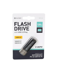 Stick memorie 128GB Platinet PMFE128 41590, USB 2.0, carcasa aluminiu, negru