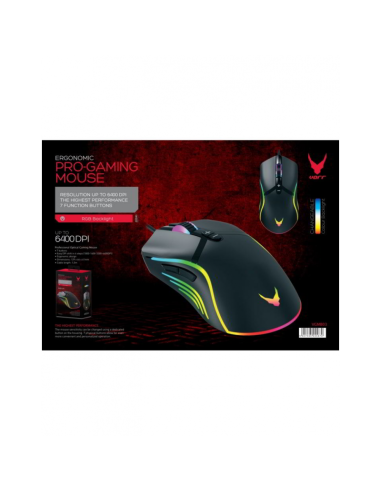 Mouse optic Omega Varr Gaming VGMB03, 1000-1600-3200-6400 dpi, USB, iluminare RGB, 7 butoane, negru