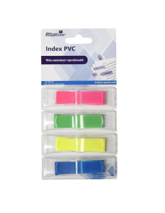 Notes adeziv index Office Cover SN5412, 100 coli, 12x45mm, PVC, 4 culori neon, PopUp
