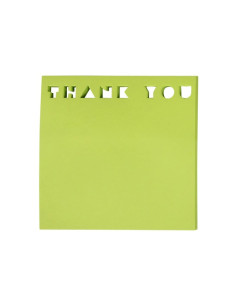Notes adeziv stantat Office Cover H1-THANK YOU, 50 coli, 75x75mm, verde neon, blister 2