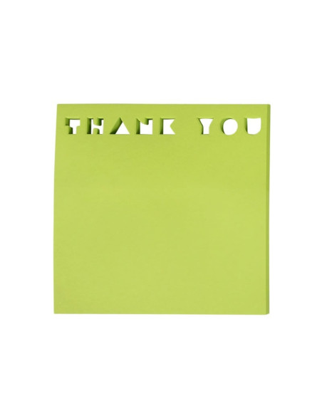 Notes adeziv stantat Office Cover H1-THANK YOU, 50 coli, 75x75mm, verde neon, blister
